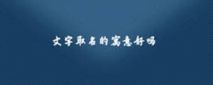 文字取名的寓意好嗎