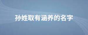 孫姓取有涵養的名字