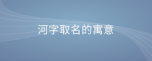 河字取名的寓意