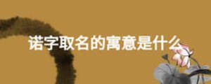 諾字取名的寓意是什么