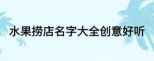 水果撈店名字大全創(chuàng)意好聽