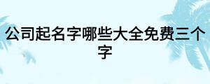 公司起名字哪些大全免費三個字