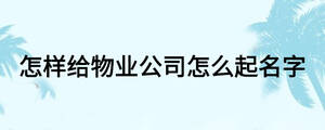 怎樣給物業(yè)公司怎么起名字