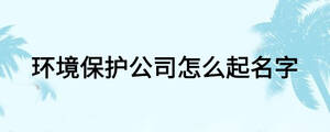 環境保護公司怎么起名字