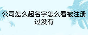 公司怎么起名字怎么看被注冊過沒有