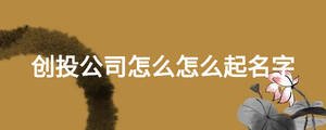 創(chuàng)投公司怎么怎么起名字