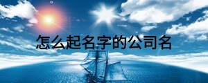 怎么起名字的公司名