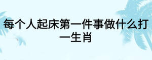 每個人起床第一件事做什么打一生肖