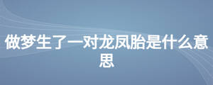 做夢(mèng)生了一對(duì)龍鳳胎是什么意思