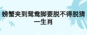 螃蟹夾到鴛鴦腳要脫不得脫猜一生肖