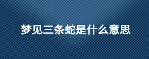夢見三條蛇是什么意思