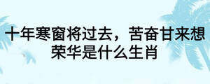 十年寒窗將過去，苦奮甘來想榮華是什么生肖